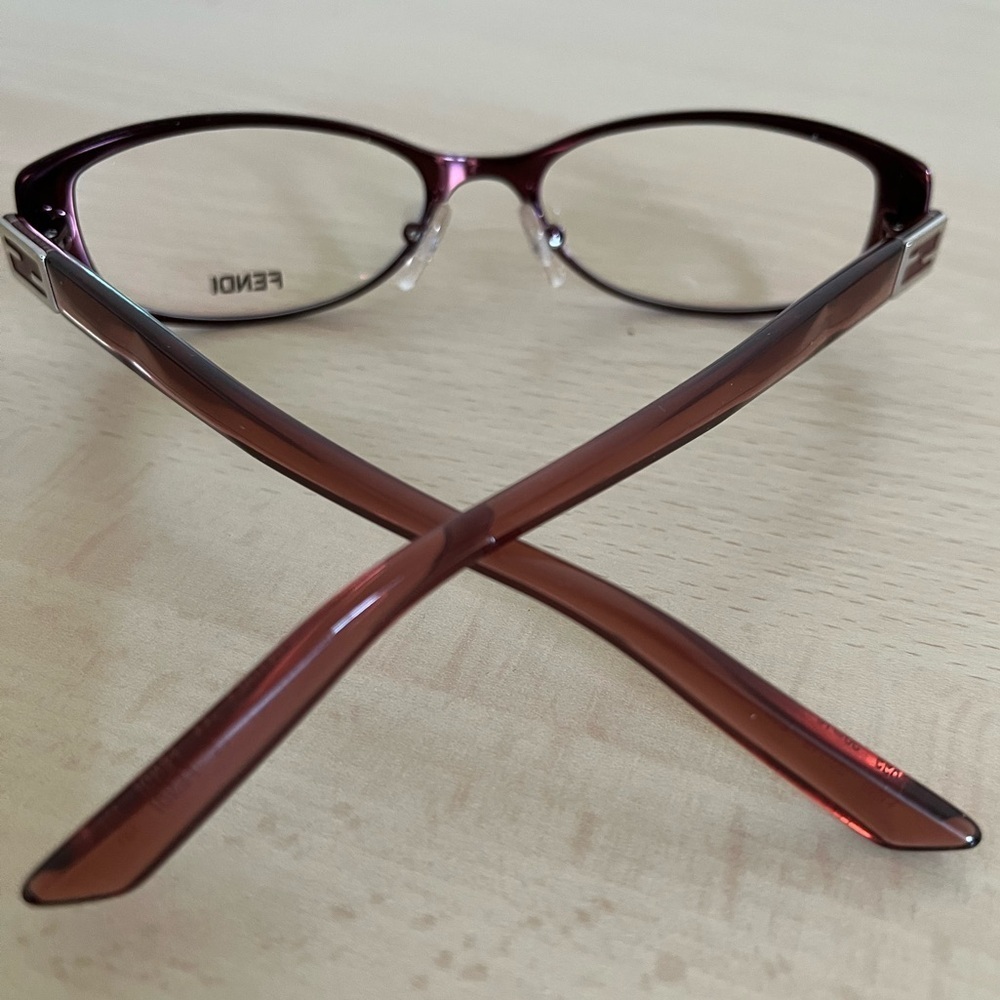 FENDI Readers Cranberry Cat Eye Silver FF Logo Non Prescription Case COA BNWOT - Picture 10 of 14
